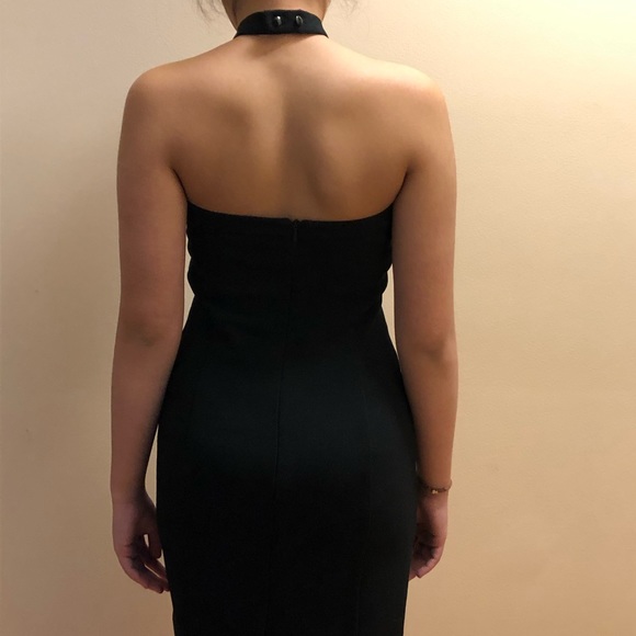 Black Halter neck-lined Mini Dress - Picture 3 of 4